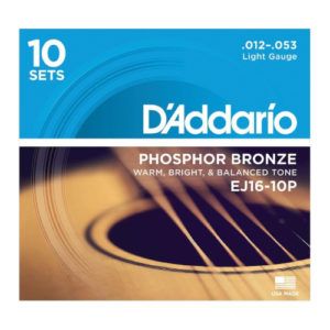 D’Addario EJ16-10P Phosphor Bronze Acoustic Guitar Strings