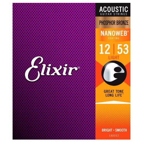 Elixir Strings 16052 Nanoweb Phosphor Bronze Acoustic Guitar Strings