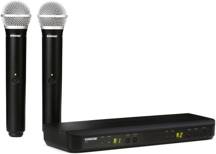 Shure BLX288/PG58 Dual Channel Wireless Handheld Microphone System - H11 Band