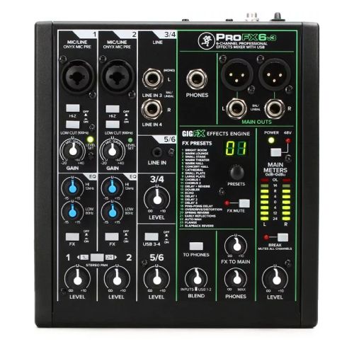 Mackie ProFX6v3 6-channel Mixer with USB and Effects