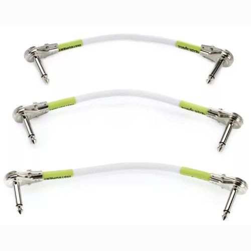 Ernie Ball P06052 Right Angle to Right Angle Pedalboard Flat Patch Cable - 6-inch White (3-pack)