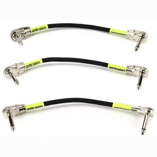 Ernie Ball P06059 Right Angle to Right Angle Pedalboard Flat Patch Cable - 6-inch Black