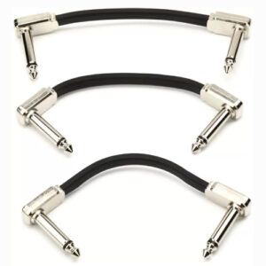 Ernie Ball P06220 Flat Ribbon Pedalboard Patch Cable - Right Angle to Right Angle - 3 inches (3-pack)