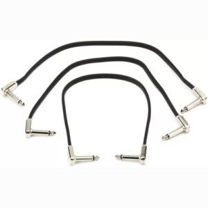 Ernie Ball P06222 Flat Ribbon Pedalboard Patch Cable - Right Angle to Right Angle - 12 inch (3-pack)